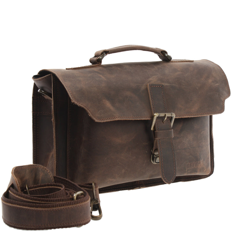Leconi kleine Umhängetasche Schultertasche Damen Herren Leder schlamm LE3023 Online Outlet