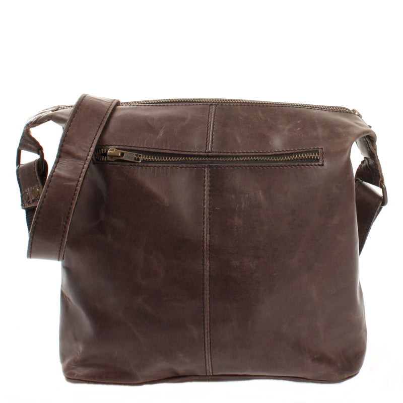Leconi Umhängetasche Schultertasche Damentasche Ledertasche Leder dunkel-taupe LE3076 Zeitlich begrenztes Angebot