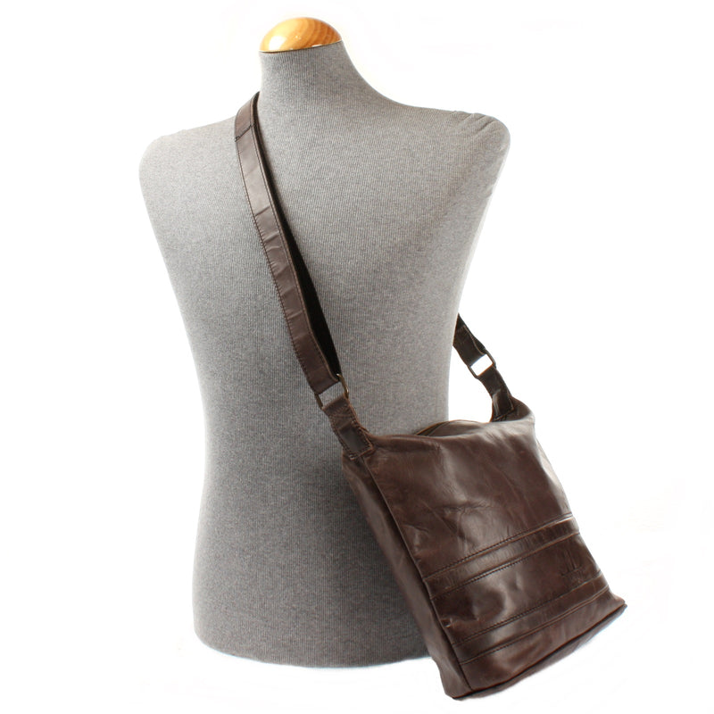 Leconi Umhängetasche Schultertasche Damentasche Ledertasche Leder dunkel-taupe LE3076 Zeitlich begrenztes Angebot