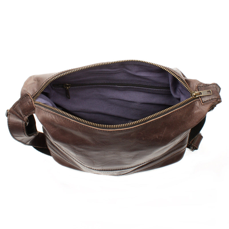 Leconi Umhängetasche Schultertasche Damentasche Ledertasche Leder dunkel-taupe LE3076 Zeitlich begrenztes Angebot