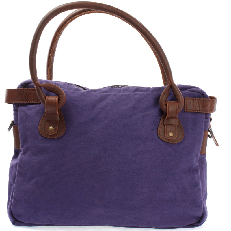 Leconi Schultertasche Henkeltasche Damentasche Handtasche Leder Canvas lila LE0050 Exklusive Angebote
