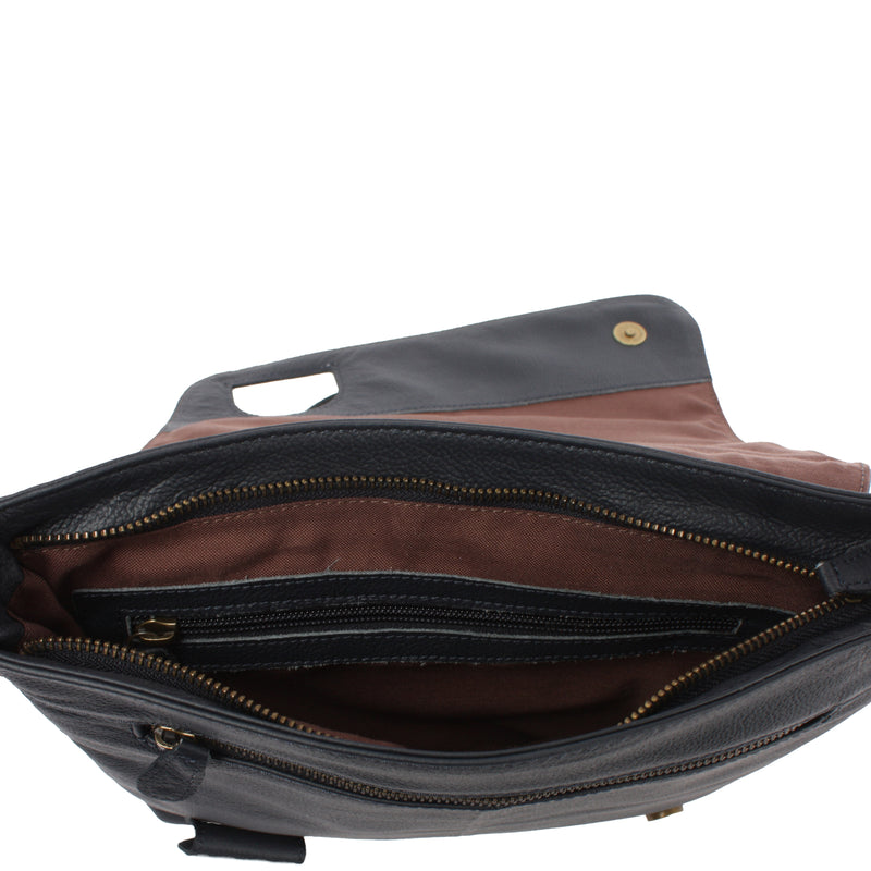 Leconi Umhängetasche Ledertasche Damen Schultertasche Leder navy LE3073 Große Rabatte