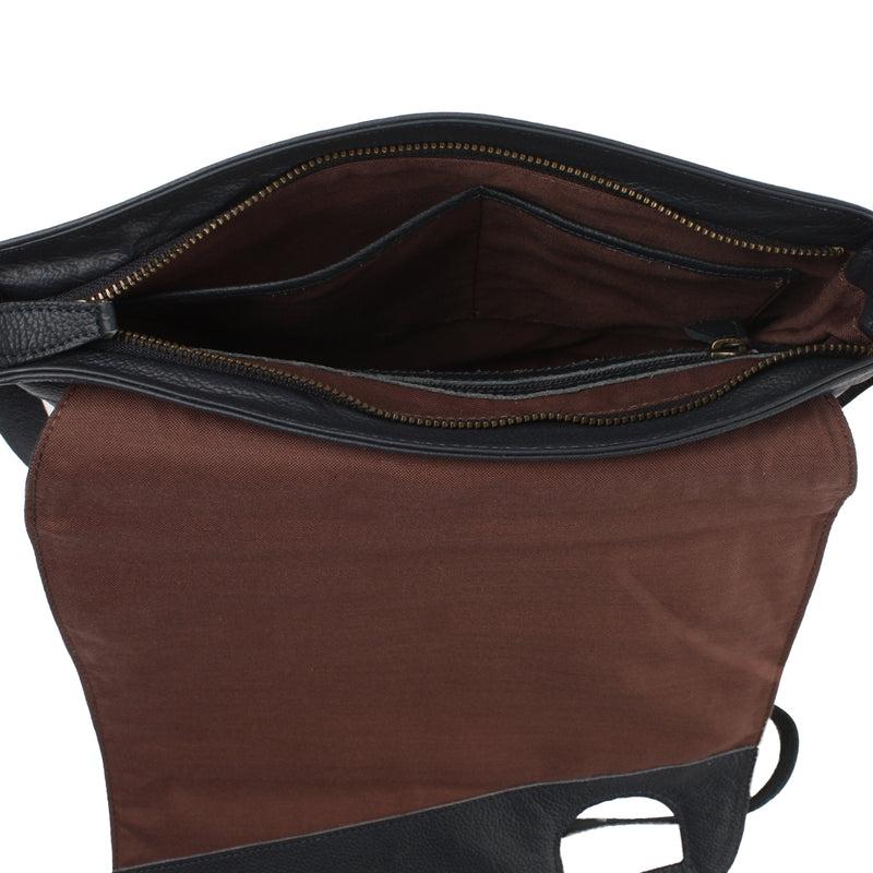 Leconi Umhängetasche Ledertasche Damen Schultertasche Leder navy LE3073 Große Rabatte