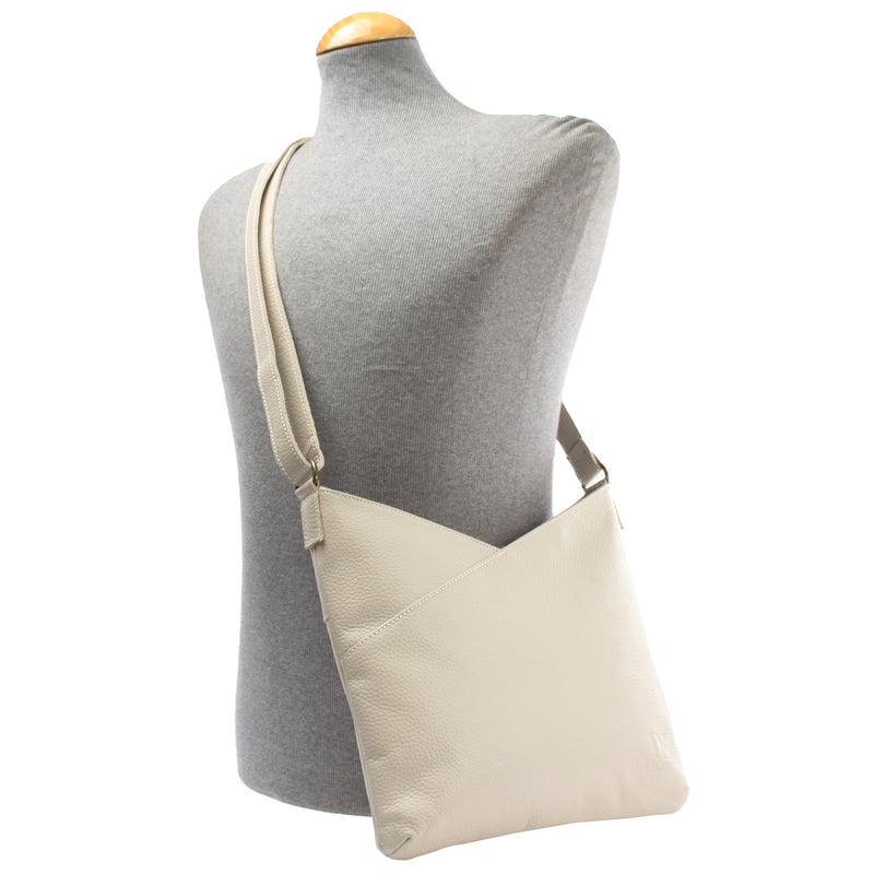 Leconi Damentasche Umhängetasche Handtasche Leder beige LE0065 Neuheiten