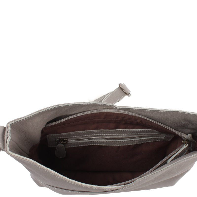 Leconi Damentasche Umhängetasche Handtasche Leder grau LE0065 Bestseller
