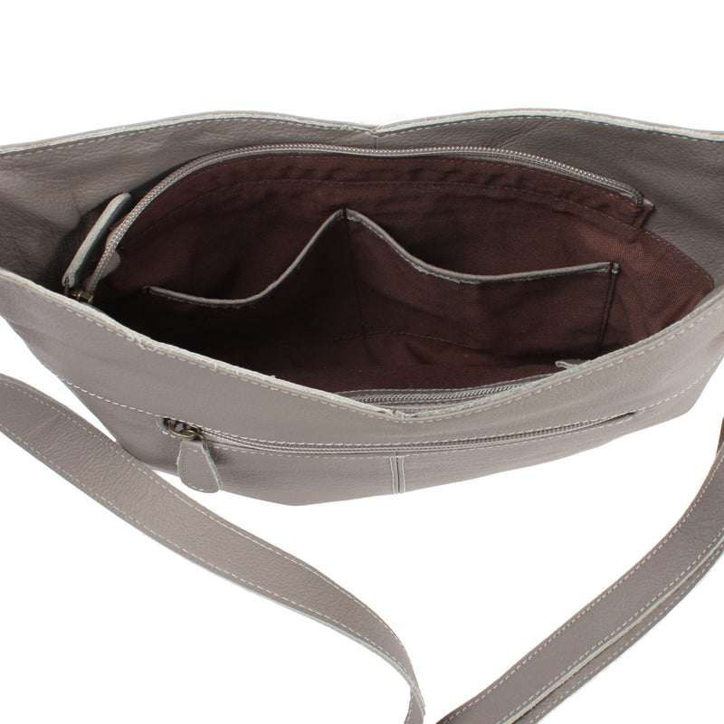 Leconi Damentasche Umhängetasche Handtasche Leder grau LE0065 Bestseller