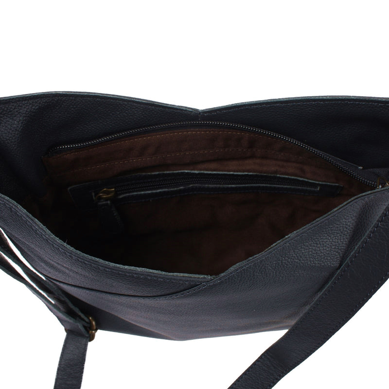 Leconi Damentasche Umhängetasche Handtasche Leder navy LE0065 Saisonale Angebote