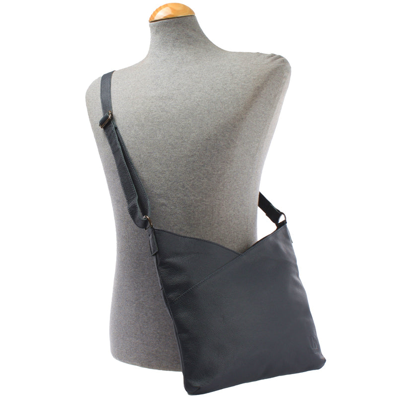 Leconi Damentasche Umhängetasche Handtasche Leder navy LE0065 Saisonale Angebote