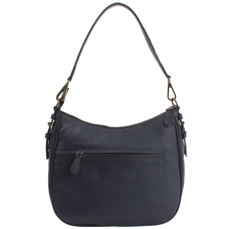 Leconi Schultertasche Ledertasche Damentasche Leder navy LE0063 Räumungsverkauf