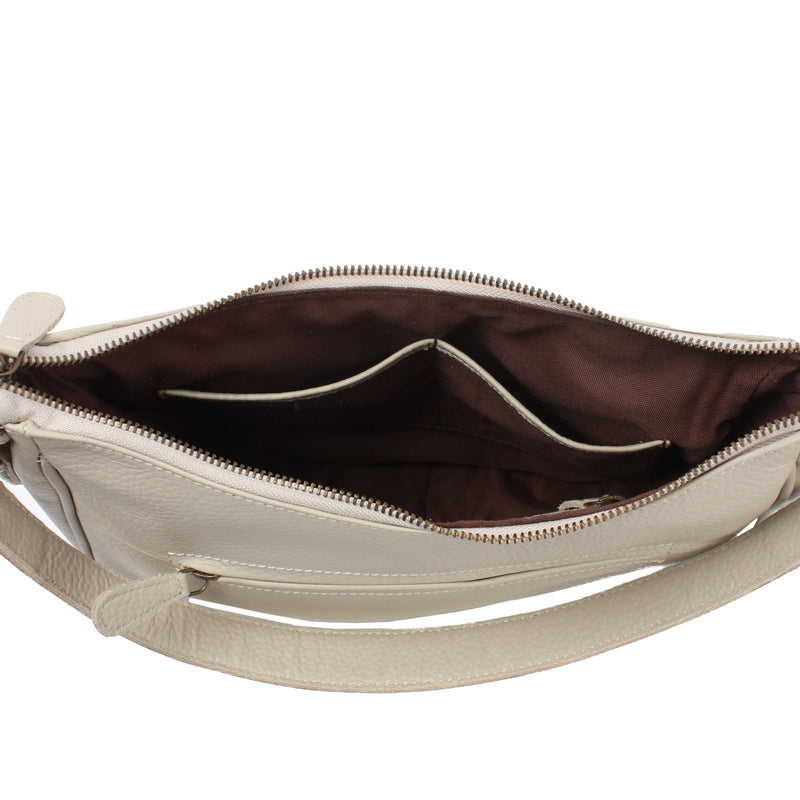 Leconi Schultertasche Ledertasche Damentasche Leder beige LE0063 Kauf eins, bekomm eins gratis