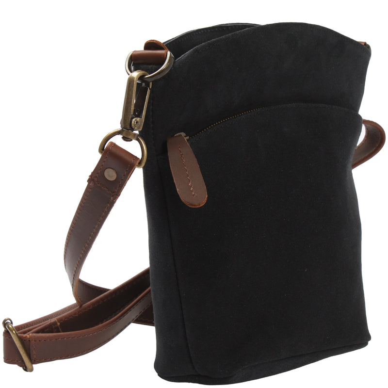 Leconi kleine Umhängetasche Schultertasche Freizeittasche Wildleder anthrazit LE3049 Tägliche Deals