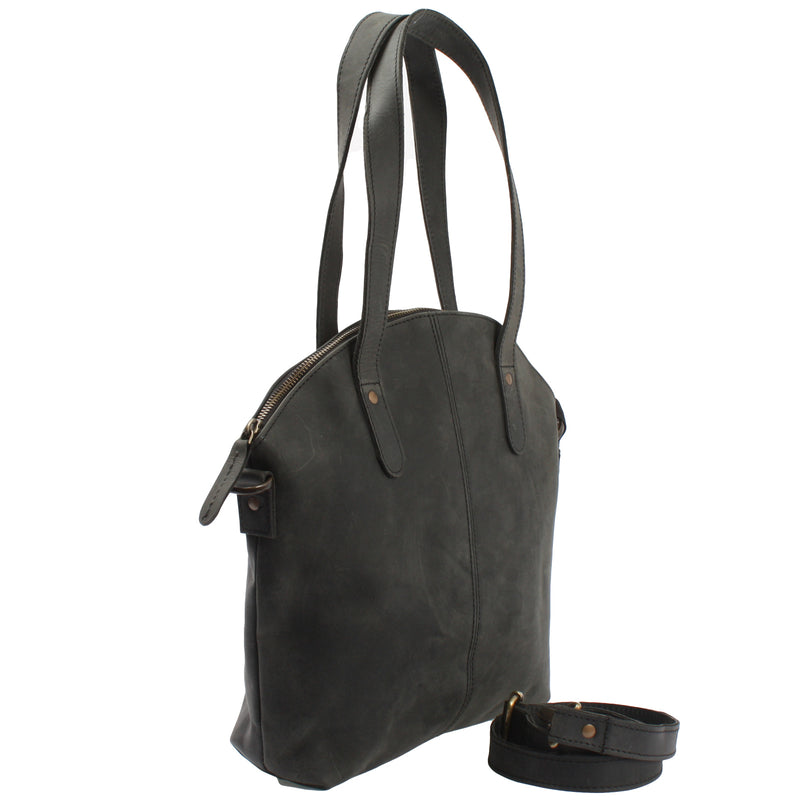 Leconi Shopper Schultertasche Damen Handtasche Ledertasche Henkeltasche Leder grau LE0060 Sonderangebote