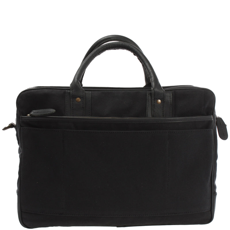 Leconi Aktentasche Handgepäck Trolleytasche Canvas Leder schwarz LE3066 Riesige Ersparnisse