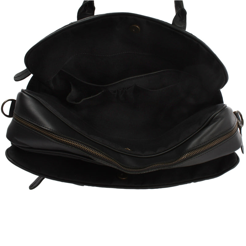 Leconi Aktentasche Handgepäck Trolleytasche Canvas Leder schwarz LE3066 Riesige Ersparnisse