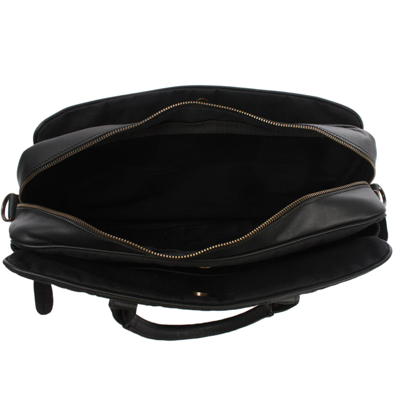 Leconi Aktentasche Handgepäck Trolleytasche Canvas Leder schwarz LE3066 Riesige Ersparnisse
