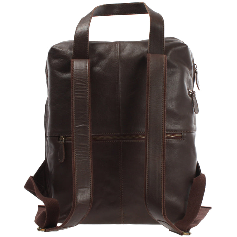 Leconi großer Rucksack Lederrucksack Freizeitrucksack Damen Herren Leder dunkelbraun LE1020 VIP-Rabatte