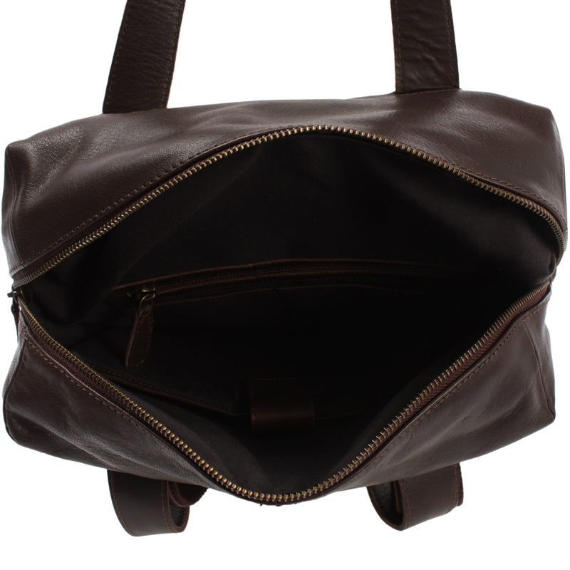 Leconi großer Rucksack Lederrucksack Freizeitrucksack Damen Herren Leder dunkelbraun LE1020 VIP-Rabatte