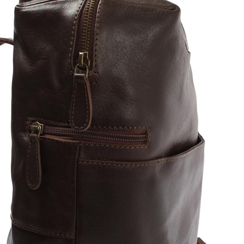 Leconi großer Rucksack Lederrucksack Freizeitrucksack Damen Herren Leder dunkelbraun LE1020 VIP-Rabatte