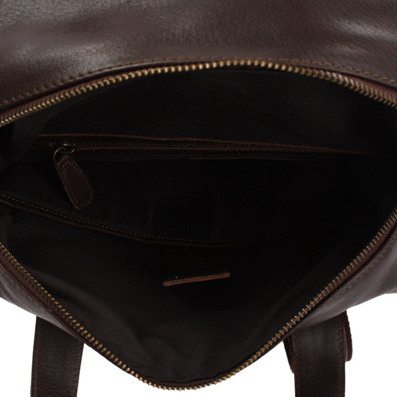 Leconi großer Rucksack Lederrucksack Freizeitrucksack Damen Herren Leder dunkelbraun LE1020 VIP-Rabatte