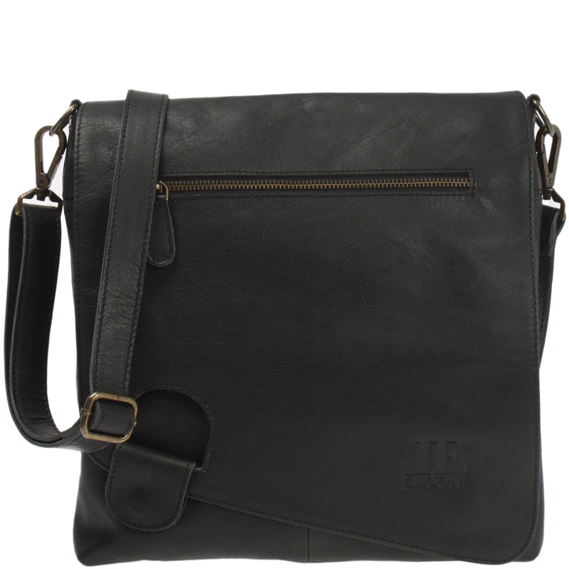 Leconi Umhängetasche Ledertasche Damen Schultertasche Leder schwarz LE3073