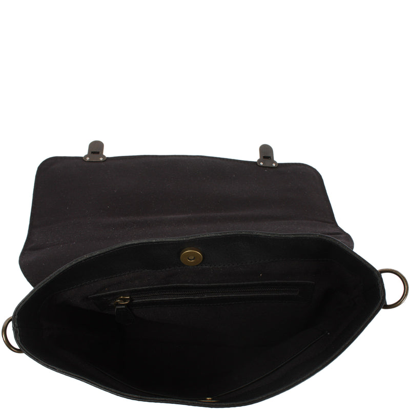 Leconi kleine Umhängetasche Schultertasche Damen und Herren Leder schwarz LE3079 Super Sparpreis