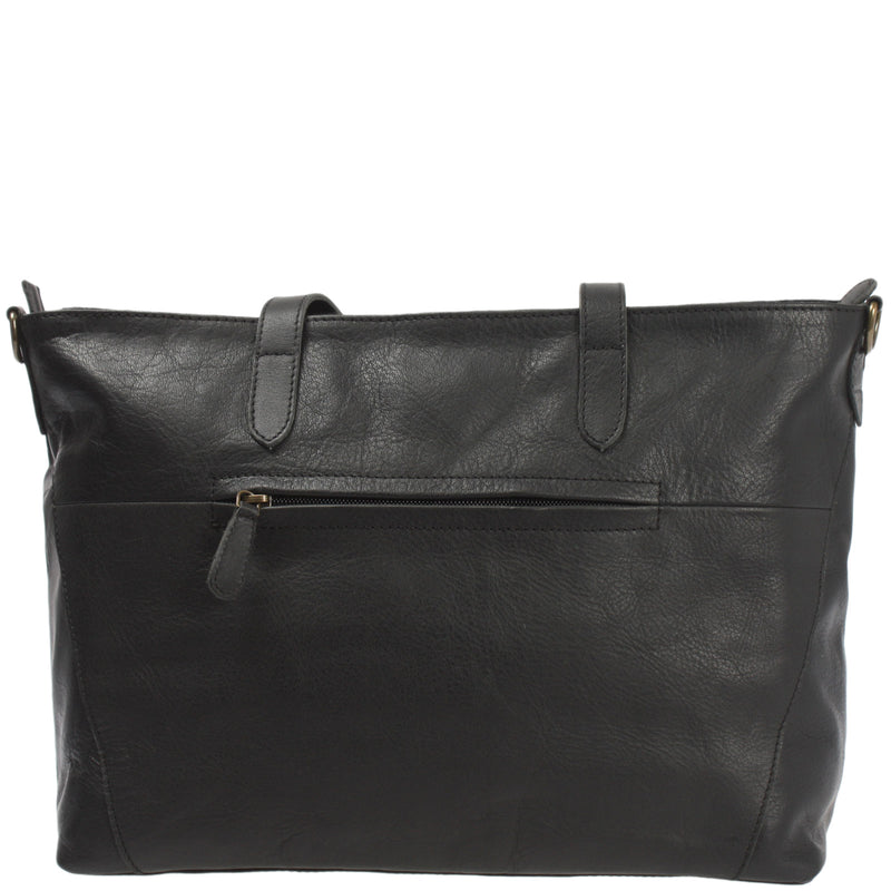 Leconi Schultertasche Damentasche DIN A4 Leder schwarz LE0071 Kostenlose Rückgabe