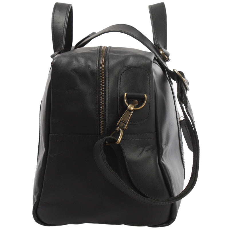 Leconi kleine Reisetasche Weekender Handgepäck Leder schwarz LE2009 Letzte 2 Tage