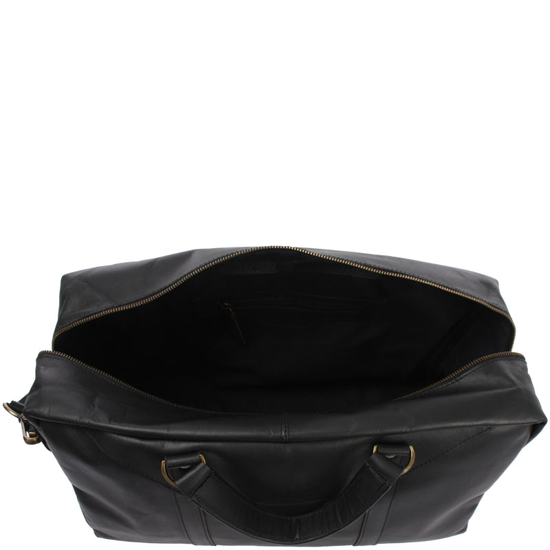 Leconi kleine Reisetasche Weekender Handgepäck Leder schwarz LE2009 Letzte 2 Tage