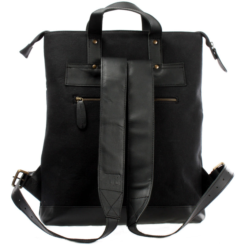 Leconi Freizeitrucksack Rucksack DIN A4 Canvas Leder schwarz LE1021 Letzter Tag