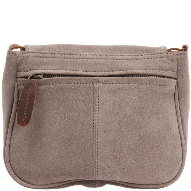 Leconi kleine Umhängetasche Ledertasche Damentasche Schultertasche Veloursleder grau LE3047 Zeitbegrenzte Promotion