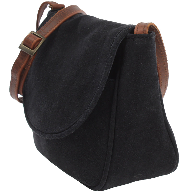 Leconi kleine Umhängetasche Ledertasche Damentasche Schultertasche Veloursleder anthrazit LE3047 Bis zu 50% Rabatt