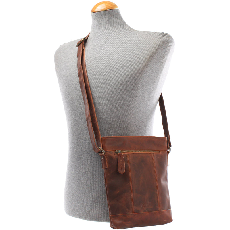 Leconi kleine Umhängetasche Schultertasche Freizeittasche Leder braun LE3086 Bis zu 65% Rabatt