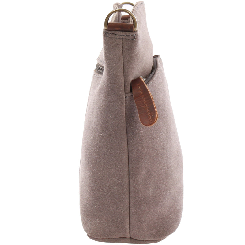 Leconi kleine Umhängetasche Schultertasche Freizeittasche Wildleder grau LE3049 Nur für heute