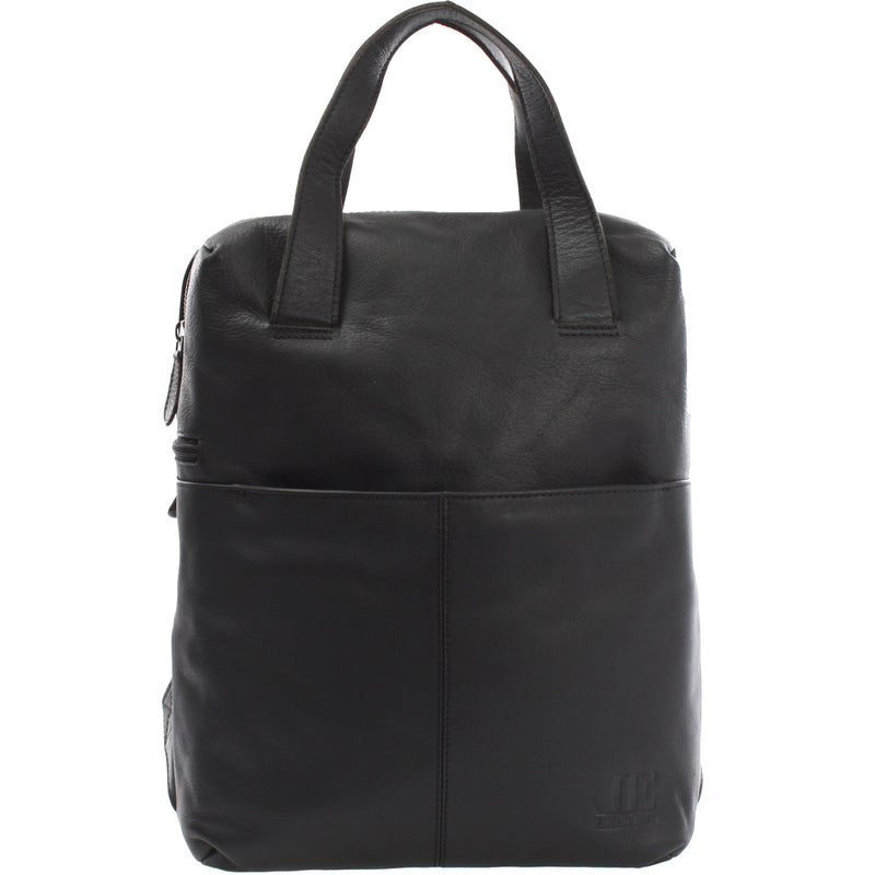 Leconi Stadtrucksack Lederrucksack Leder schwarz LE1023