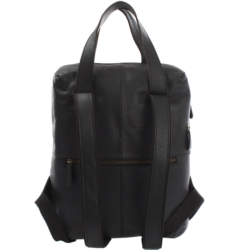 Leconi Stadtrucksack Lederrucksack Leder schwarz LE1023 Sonderangebot der Fabrik