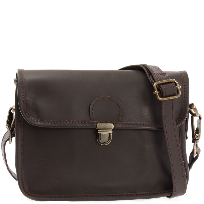 Leconi kleine Umhängetasche Ledertasche Leder dunkelbraun LE3041