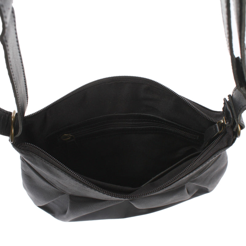 Leconi B-Ware kleine Umhängetasche Ledertasche Damentasche Schultertasche Leder schwarz LE0070 Super Rabatt