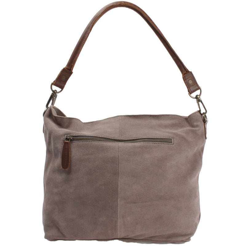 Leconi B-Ware Schultertasche Umhängetasche Ledertasche Veloursleder grau LE0039 50% Rabatt mit kostenlosem Versand