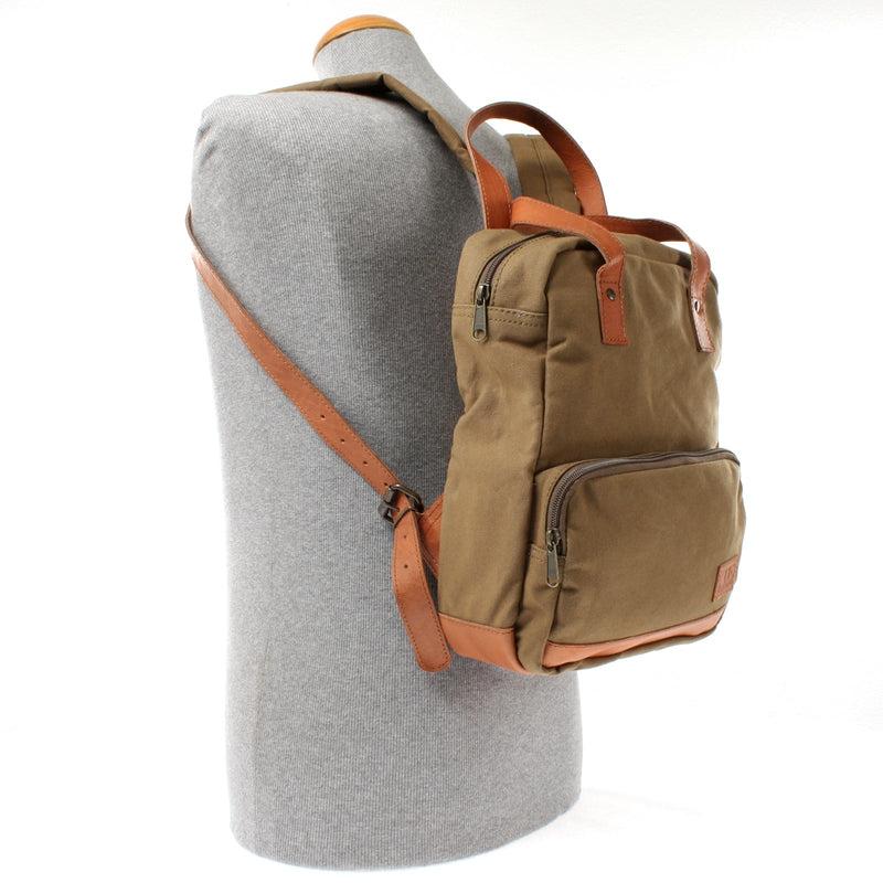 Leconi B-Ware Canvasrucksack kleiner Freizeitrucksack Damen Herren Canvas oliv LE1028 Kostenloser Versand international
