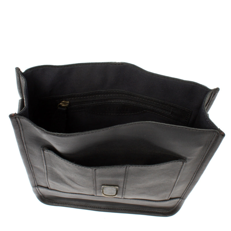 Leconi B-Ware Umhängetasche Freizeittasche Herren Damen Hochformat Leder schwarz LE3052 Begrenzt auf 3 Tage