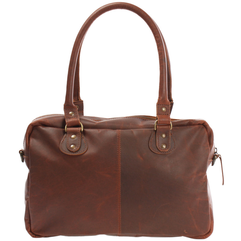 Leconi B-Ware Schultertasche Handtasche Henkeltasche Damen Leder braun LE0046 Speichern exportieren