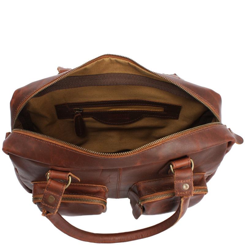 Leconi B-Ware Schultertasche Handtasche Henkeltasche Damen Leder braun LE0046 Speichern exportieren