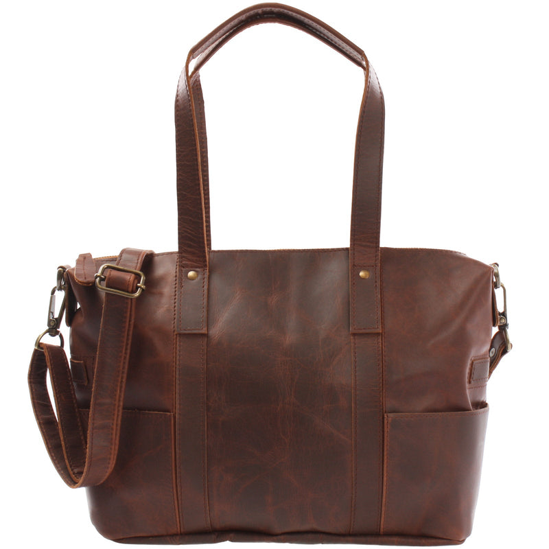 Leconi B-Ware Shopper Schultertasche Henkeltasche Leder braun LE0034