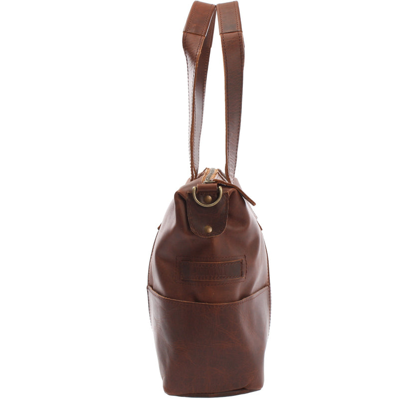 Leconi B-Ware Shopper Schultertasche Henkeltasche Leder braun LE0034 Black Friday Preise