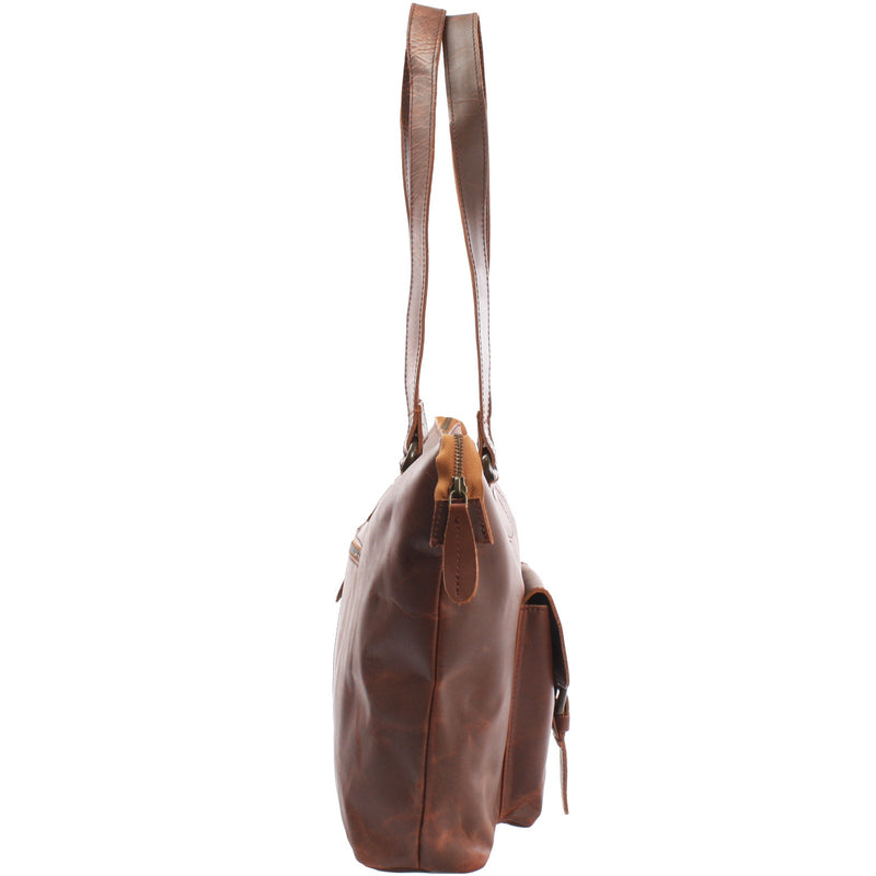 Leconi B-Ware Schultertasche Damentasche Handtasche Leder braun LE0052 Im Verkauf