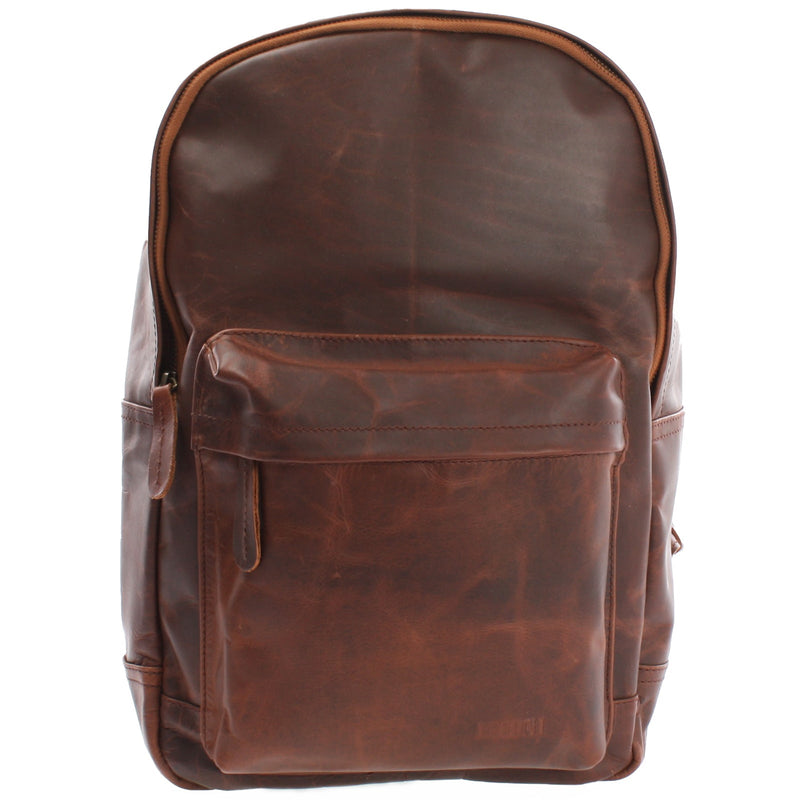 Leconi B-Ware Rucksack Lederrucksack Freizeitrucksack Damen Herren Leder braun LE1009