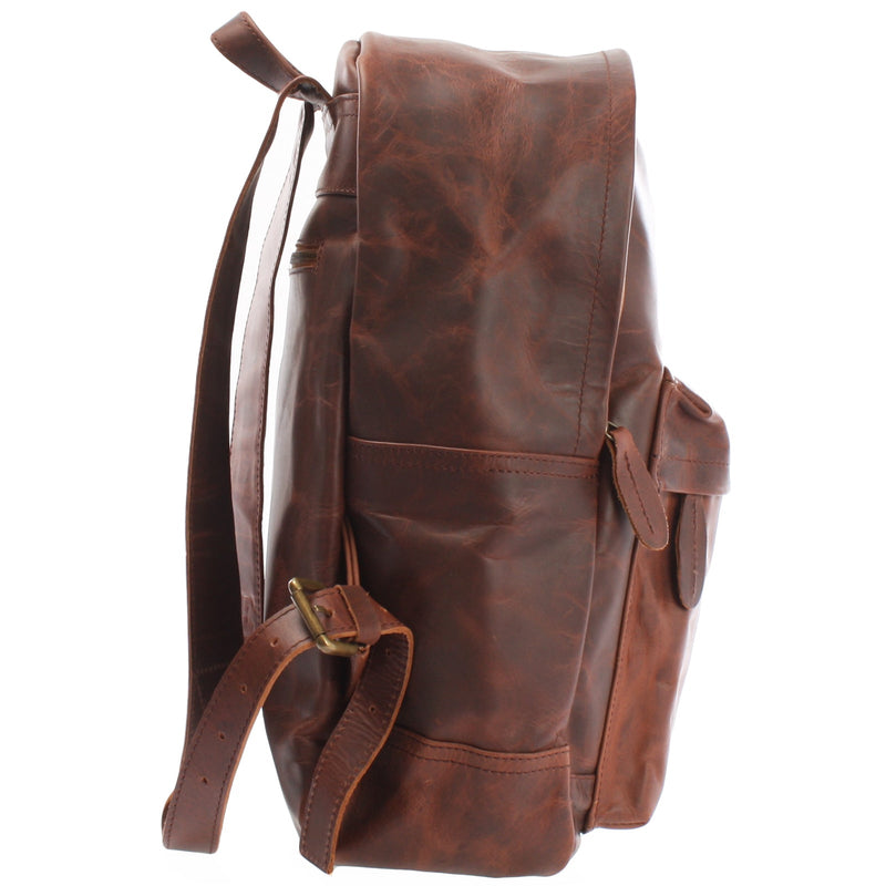 Leconi B-Ware Rucksack Lederrucksack Freizeitrucksack Damen Herren Leder braun LE1009 zollfrei