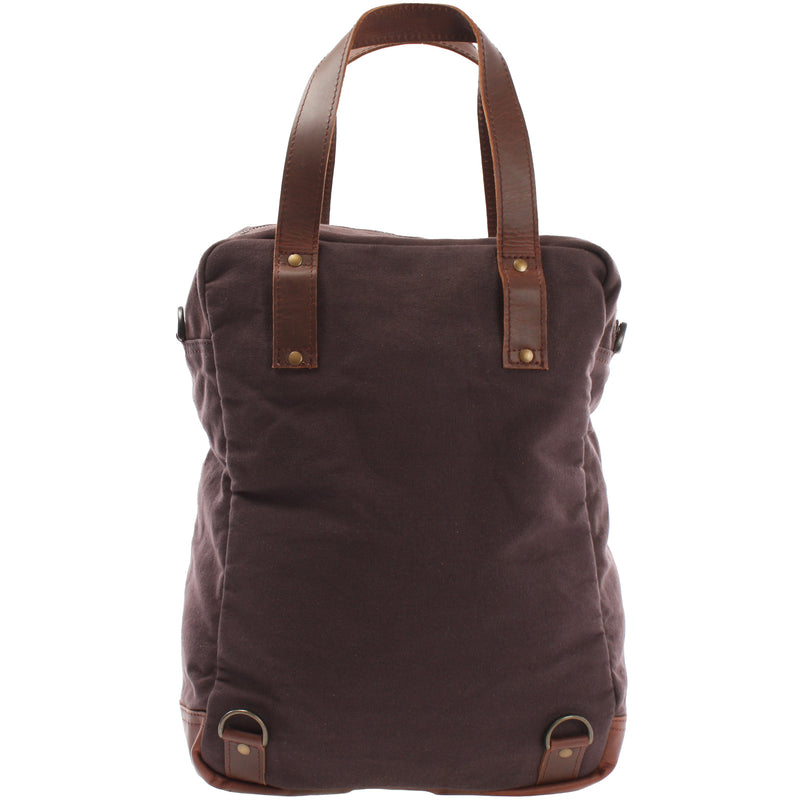 Leconi Rucksack Umhängetasche Damen Herren Leder Canvas mokka LE1014 Rabatte dieses Monats