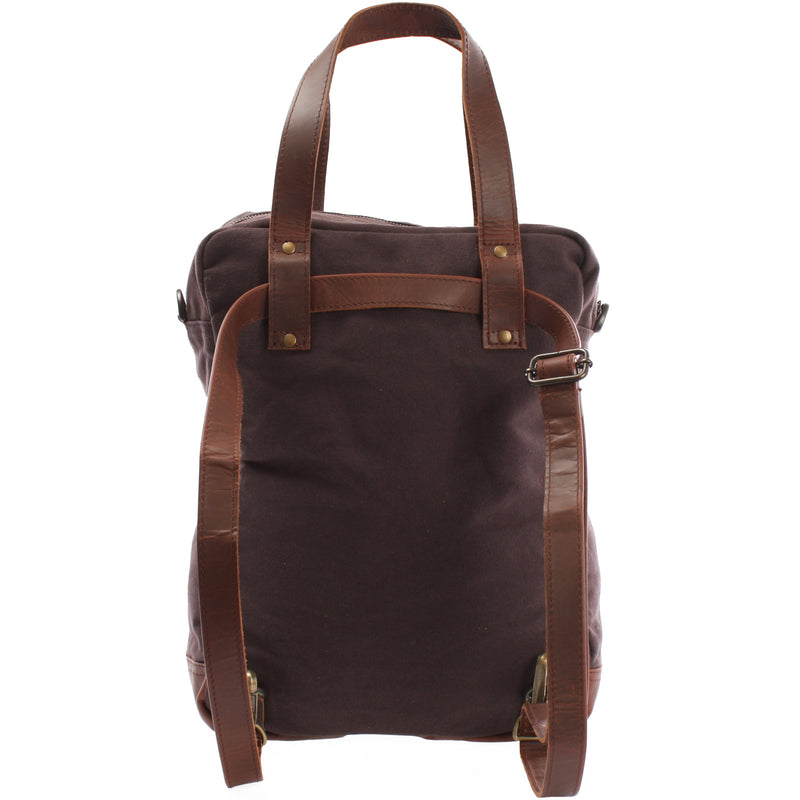 Leconi Rucksack Umhängetasche Damen Herren Leder Canvas mokka LE1014 Rabatte dieses Monats