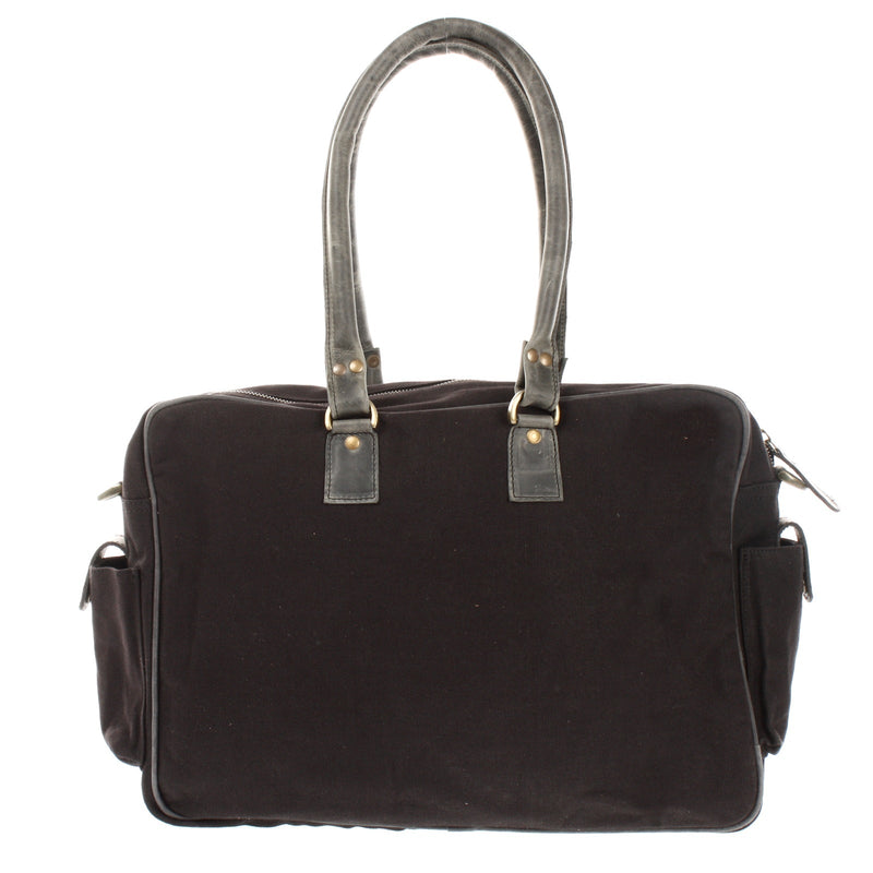 Leconi Aktentasche Arbeitstasche Damen Herren Canvas Leder schwarz LE3038 Outlet